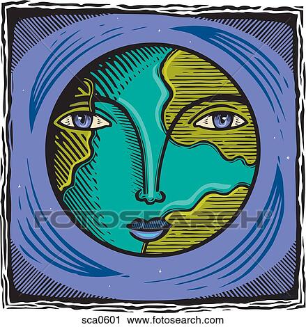 The Earth with a face View Large Illustration Clip Art - The Earth with a face. Fotosearch