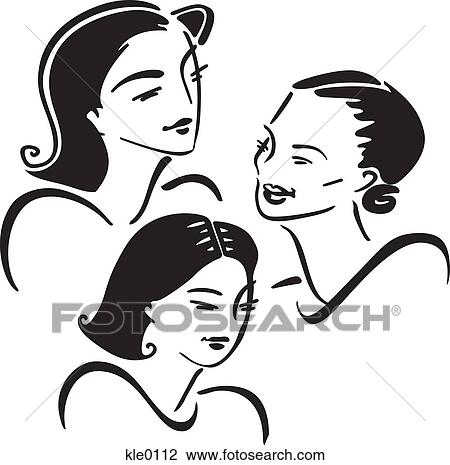 Drawing - Three generations of women. Fotosearch