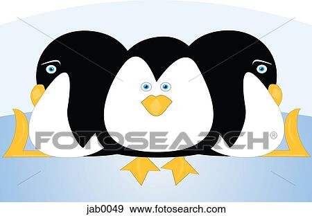 Three penguins View Large Illustration Stock Illustration - Three penguins. Fotosearch
