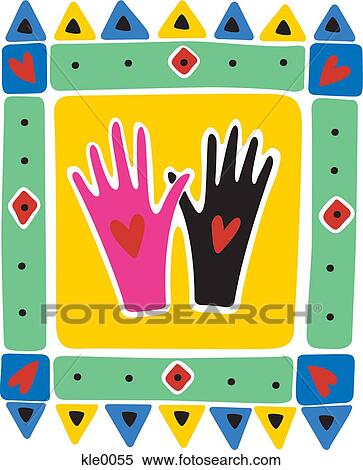 Stock Illustration - Two different colored hands overlapping. Fotosearch