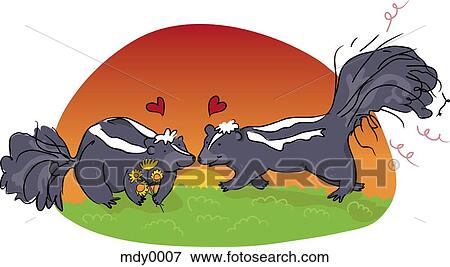 Two skunks in love View Large Illustration Stock Illustration - Two skunks in love. Fotosearch