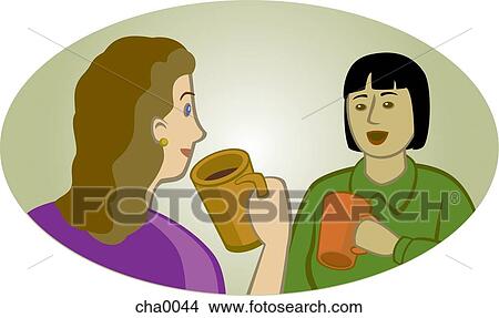 Two women talking over coffee View Large Illustration Stock Illustration - Two women talking over coffee. Fotosearch