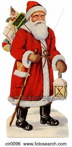 Stock Illustration - Vintage Christmas card of Santa Claus. Fotosearch