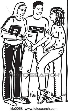 Stock Illustration - Young students meeting each other. Fotosearch