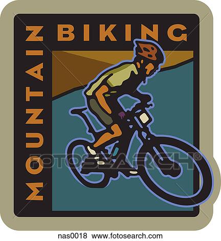 A 人 山が自転車に乗る そして テキスト イラスト Nas0018 Fotosearch
