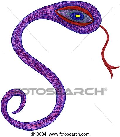 A 手 引かれる イラスト の A ヘビ 中に 形 の 手紙s イラスト Dhi0034 Fotosearch