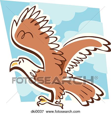 A bald eagle flying in the sky View Large Illustration Stock Illustration - A bald eagle flying in the sky. Fotosearch