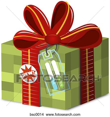 Stock Illustration - A checkered gift box with a To and From tag. Fotosearch