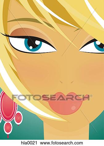 Clip Art - A close up of a fashionable womans face. Fotosearch