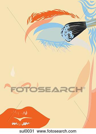 Clip Art - A close up of a woman applying eyeshadow. Fotosearch