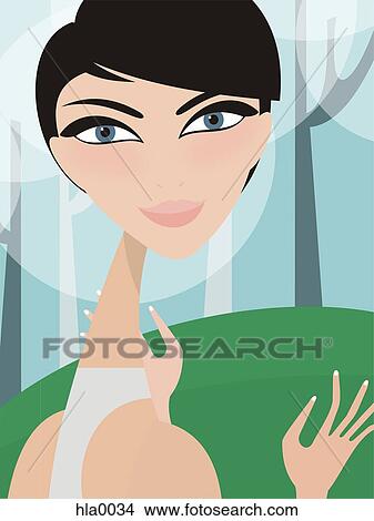 Stock Illustration - A close up of a woman outdoors. Fotosearch