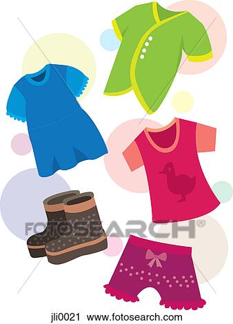 Clip Art - A colorful assortment of childrens clothing. Fotosearch