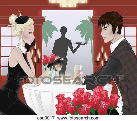 A couple having a drinks in a fancy restaurant View Large Illustration Stock Illustration - A couple having a drinks in a fancy restaurant. Fotosearch