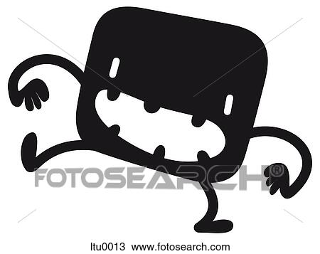 Drawing - A cute little monster drawn in Japanese cartoon style. Fotosearch