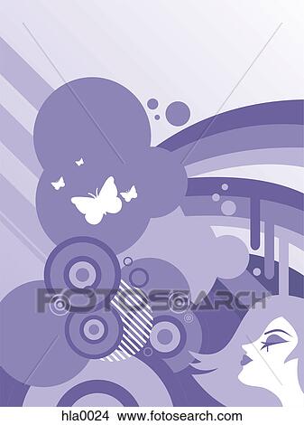 Stock Illustration - A decorative background with a woman and butterfly. Fotosearch