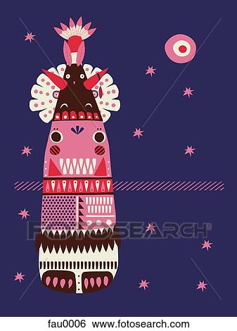 A fantasy totem pole under the night sky View Large Illustration Stock Illustration - A fantasy totem pole under the night sky. Fotosearch