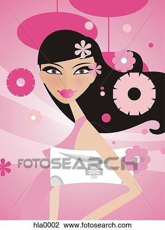 Drawing - A fashionable woman holding a clutch under her arm at a club. Fotosearch