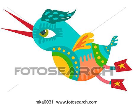 A flying blue bird with red boots View Large Illustration Clip Art - A flying blue bird with red boots. Fotosearch