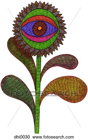 A hand drawn illustration of a flower with an eye View Large Illustration Clipart - A hand drawn illustration of a flower with an eye. Fotosearch