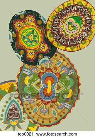 A hand painted illustration of colorful fantasy shapes View Large Illustration Clip Art - A hand painted illustration of colorful fantasy shapes. Fotosearch