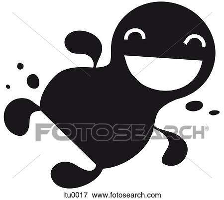 Stock Illustration - A happy jumping character drawn in Japanese cartoon style. Fotosearch