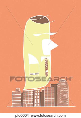 A large bird dressed like a business man rising above the city View Large Illustration Stock Illustration - A large bird dressed like a business man rising above the city. Fotosearch