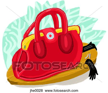 A large red handbag, womens gloves and keys View Large Illustration Stock Illustration - A large red handbag, womens gloves and keys. Fotosearch