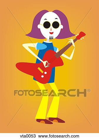 A man playing an electric guitar View Large Illustration Drawing - A man playing an electric guitar. Fotosearch