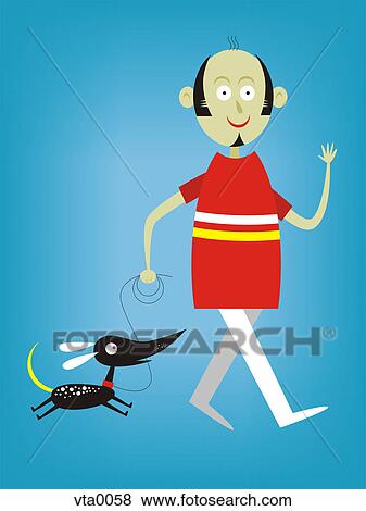 A man walking a dog View Large Illustration Stock Illustration - A man walking a dog. Fotosearch