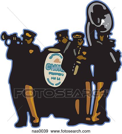 A marching band in vintage uniforms View Large Illustration Stock Illustration - A marching band in vintage uniforms. Fotosearch