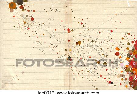 Stock Illustration - A paint and pencil abstract illustration on lined note paper. Fotosearch
