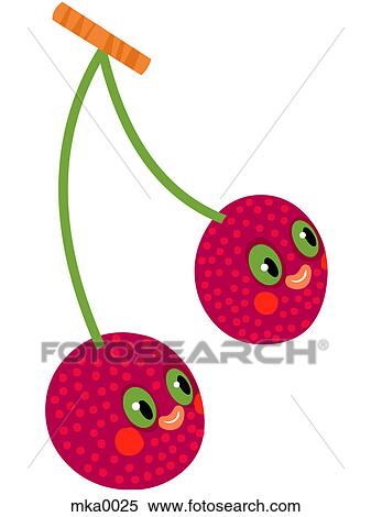 A pair of smiling cherries View Large Illustration Stock Illustration - A pair of smiling cherries. Fotosearch