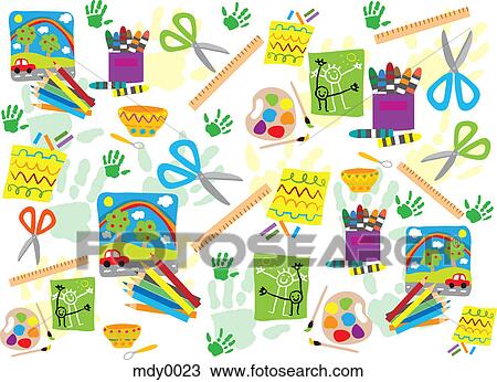 A pattern of art supplies View Large Illustration Drawing - A pattern of art supplies. Fotosearch