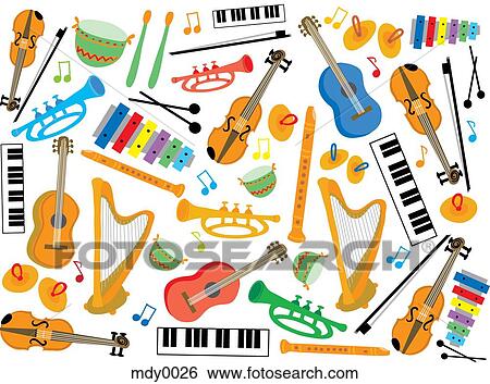 A pattern of musical instruments View Large Illustration Stock Illustration - A pattern of musical instruments. Fotosearch