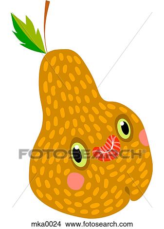 Stock Illustration - A pear with a smiling face. Fotosearch