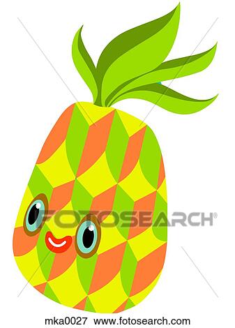 A pineapple with a smiling face View Large Illustration Stock Illustration - A pineapple with a smiling face. Fotosearch