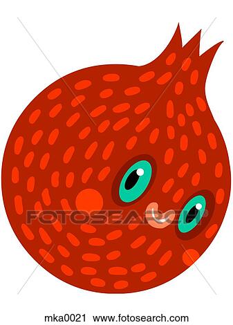 A pomegranate with a smiling face View Large Illustration Clip Art - A pomegranate with a smiling face. Fotosearch