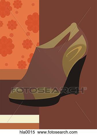 Stock Illustration - A retro wedge shoe. Fotosearch