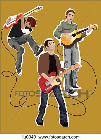 A rock band performing View Large Illustration Stock Illustration - A rock band performing. Fotosearch
