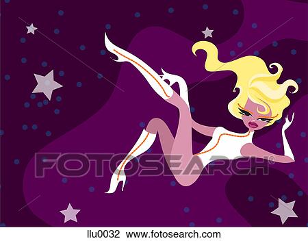 Drawing - A sexy woman floating in space. Fotosearch