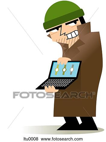A shady man selling fake watches in a laptop View Large Illustration Stock Illustration - A shady man selling fake watches in a laptop. Fotosearch