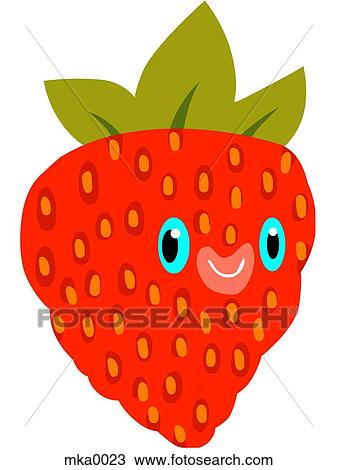 A strawberry with a smiling face View Large Illustration Drawing - A strawberry with a smiling face. Fotosearch