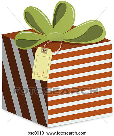 A striped gift box with a To and From tag View Large Illustration Clipart - A striped gift box with a To and From tag. Fotosearch