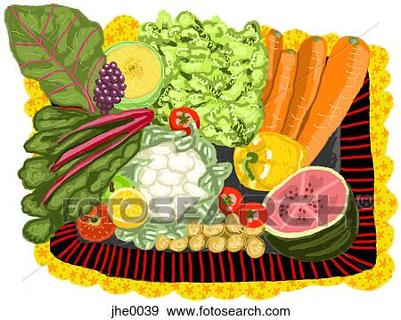 Stock Illustration - A variety of fruits and vegetables. Fotosearch
