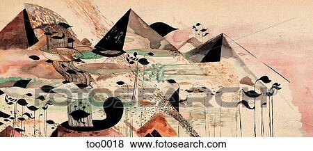 A watercolor whimsical fantasy landscape View Large Illustration Stock Illustration - A watercolor whimsical fantasy landscape. Fotosearch