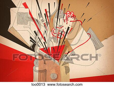 A whimsical explosive illustration View Large Illustration Drawing - A whimsical explosive illustration. Fotosearch