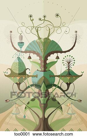 Clip Art - A whimsical fantasy tree. Fotosearch