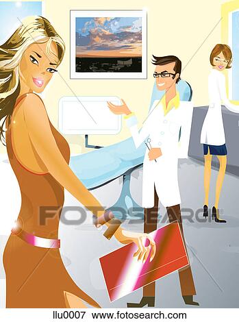 A woman at a doctors office View Large Illustration Stock Illustration - A woman at a doctors office. Fotosearch