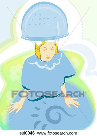 A woman having her hair permed View Large Illustration Stock Illustration - A woman having her hair permed. Fotosearch