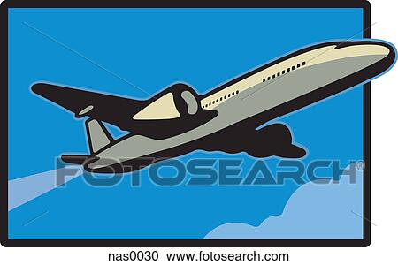 An airplane in blue skies View Large Illustration Clipart - An airplane in blue skies. Fotosearch